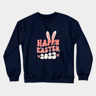 Happy Easter 2023 Bunny Ears Peach Crewneck Sweatshirt